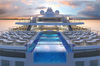 Ein Highlight ist der erste Infinity-Pool auf See, mit einer Glaswand am Heck des Schiffs (Grafik: Viking Ocean Cruises)